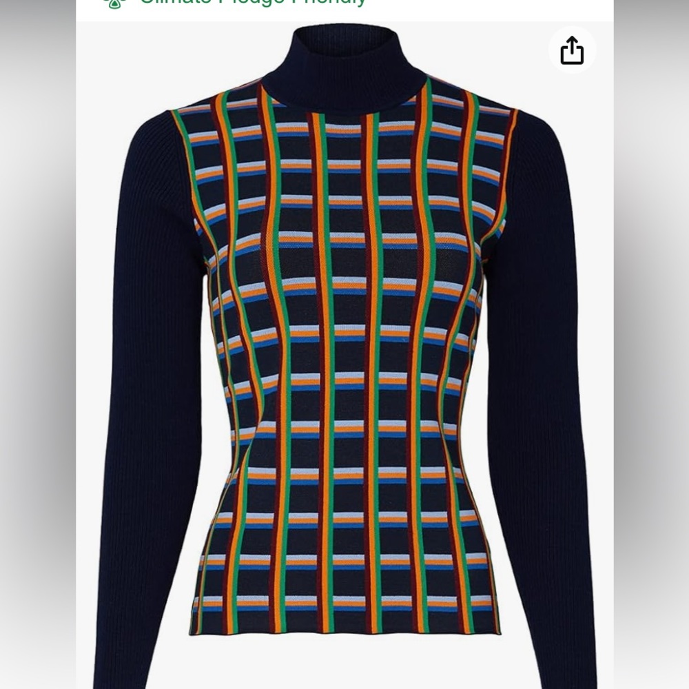 Tory Burch Sport Contrast Ribbed Turtleneck